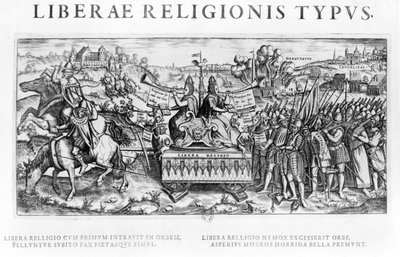 "Librae Religionis Typus" ، رمزي عن الإصلاح الذي يصور جون كالفن (1509-64) ومارتن لوثر (1483-1546) بواسطة المدرسة الفرنسية